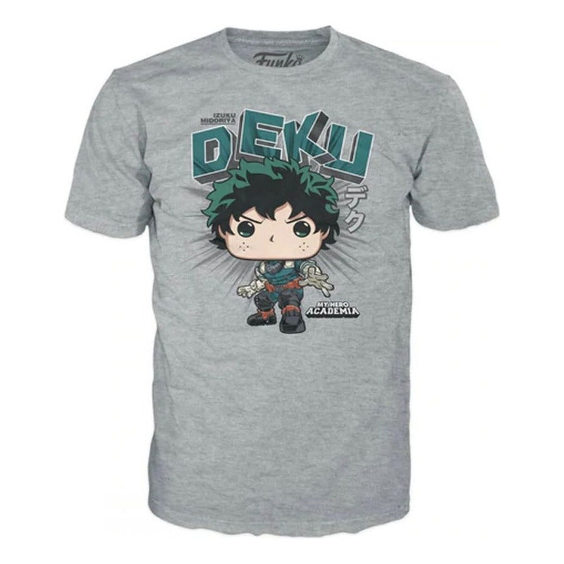 Polera Funko Deku Talla Xl - My Hero Academia Gris Deku Xl Liso