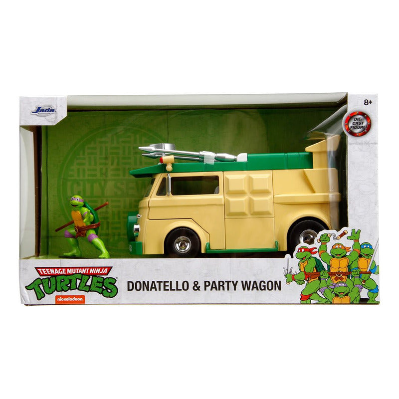 Furgón Tortugas Ninja 1:24 Más Figura Donatello Metálicos Verde Jada Nickelodeon Tortugas Ninja Wagon