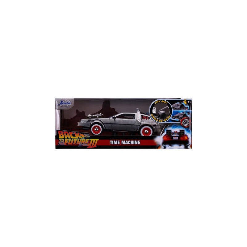 Auto Time Machine Con Luces - Back To Future 3, 1:24 - Jada Gris Delorean Time Machine 3 - 1:24