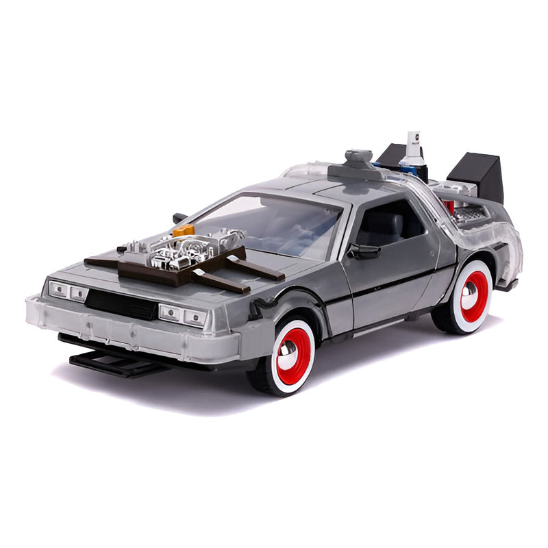 Auto Time Machine Con Luces - Back To Future 3, 1:24 - Jada Gris Delorean Time Machine 3 - 1:24