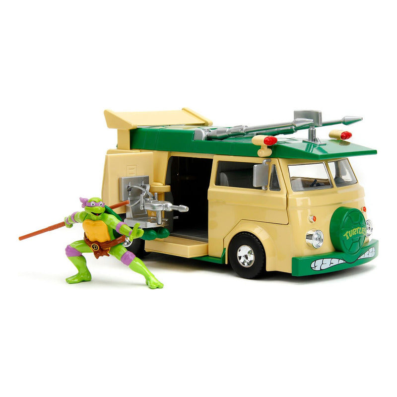 Furgón Tortugas Ninja 1:24 Más Figura Donatello Metálicos Verde Jada Nickelodeon Tortugas Ninja Wagon