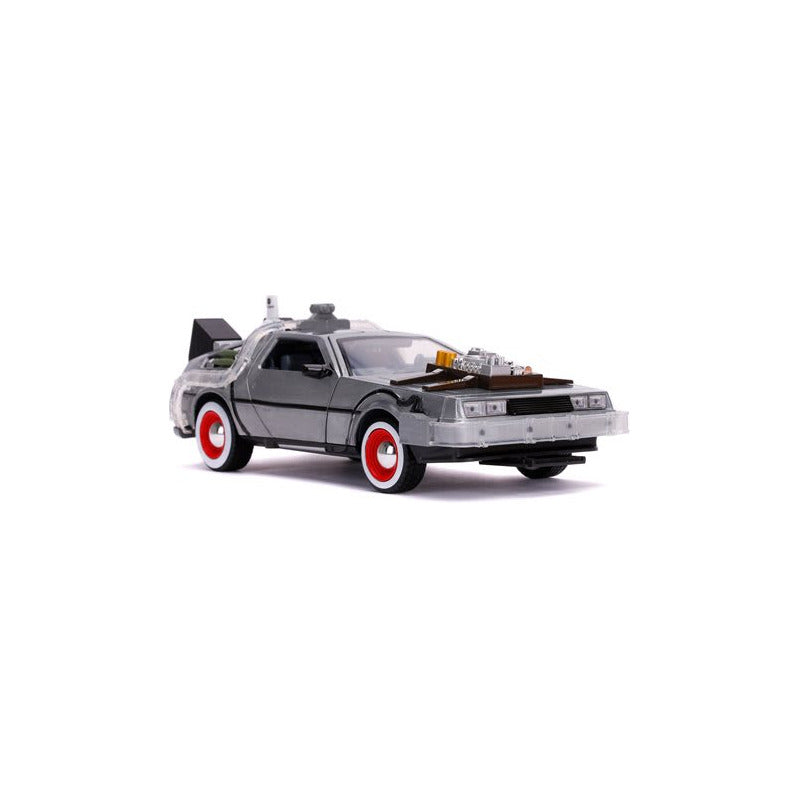 Auto Time Machine Con Luces - Back To Future 3, 1:24 - Jada Gris Delorean Time Machine 3 - 1:24