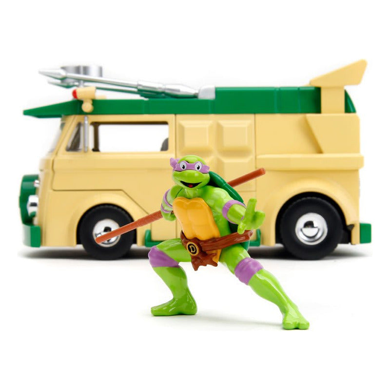 Furgón Tortugas Ninja 1:24 Más Figura Donatello Metálicos Verde Jada Nickelodeon Tortugas Ninja Wagon