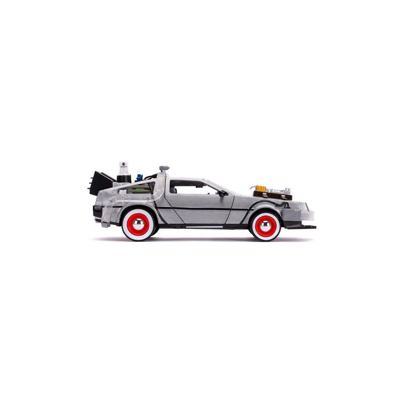 Auto Time Machine Con Luces - Back To Future 3, 1:24 - Jada Gris Delorean Time Machine 3 - 1:24